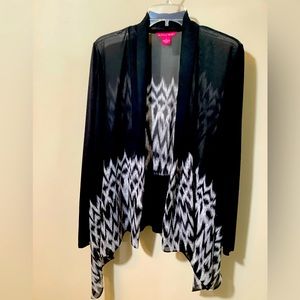 Sunny Leigh sheer jacket with solid sleeves,gathered back, flowing frontXL NWOT